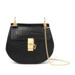 Chloe Black Drew Crocodile Shoulder Bag