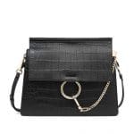 Chloe Black Faye Crocodile Shoulder Bag