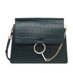 Chloe Green Faye Crocodile Shoulder Bag