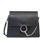 Chloe Navy Faye Effortless Patchwork Shoulder Bag