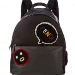 Fendi Black Leather with Shearling Applique Bla Bla Bla Fendi Faces Backpack Bag