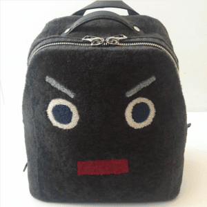 Fendi Black Sheepskin No Words Fendi Faces Backpack Bag