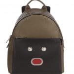 Fendi Black/Military Green Selleria Bla Bla Bla Fendi Faces Backpack Bag