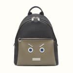 Fendi Black/Military Green Selleria No Words Fendi Faces Backpack Bag