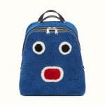 Fendi Cobalt Blue Sheepskin Bla Bla Bla Fendi Faces Backpack Bag
