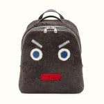 Fendi Dark Gray Sheepskin No Words Fendi Faces Backpack Bag