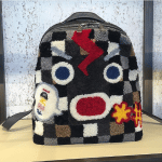 Fendi Multicolor Checkered Sheepskin Mad Furious Fendi Faces Backpack Bag 3