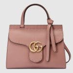 Gucci Antique Rose Leather GG Marmont Mini Top Handle Bag