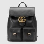 Gucci Black Leather GG Marmont Backpack Bag