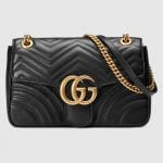 Gucci Black Matelasse GG Marmont Medium Flap Bag