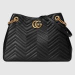 Gucci Black Matelasse GG Marmont Medium Shoulder Bag