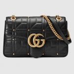 Gucci Black Studded Matelasse GG Marmont Medium Flap Bag