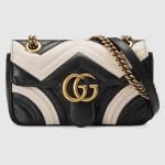 Gucci Black and White Matelasse GG Marmont Mini Flap Bag