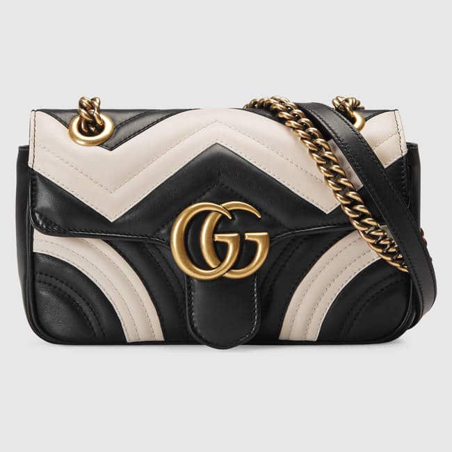 gucci marmont chevron black and white