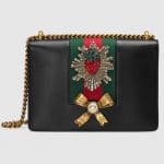 Gucci Black with Rhinestone Applique Medium Chain Shoulder Bag