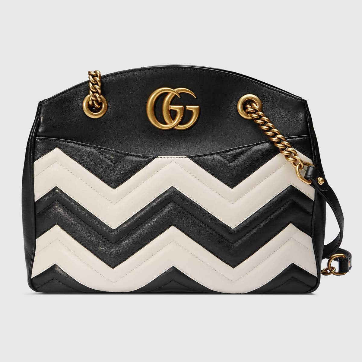 gucci black and white chevron bag