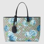 Gucci Blue Blooms Print GG Supreme Large Reversible Tote Bag