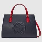 Gucci Blue/Hibiscus Red Medium Soho Top Handle Bag
