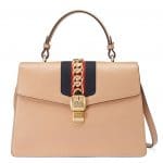 Gucci Camel Smooth Leather Sylvie Top Handle Bag