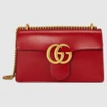 Gucci Hibiscus Red Leather GG Marmont Medium Flap Bag