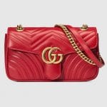 Gucci Hibiscus Red Matelasse GG Marmont Small Flap Bag