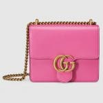 Gucci Pink Leather GG Marmont Small Flap Bag