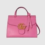 Gucci Pink Leather GG Marmont Small Top Handle Bag