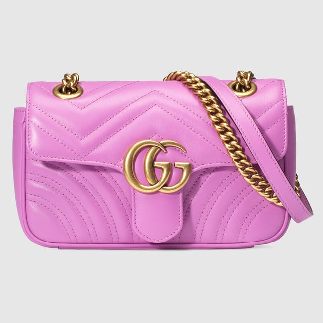 Gucci GG Marmont Flap Bag Matelasse Leather Mini Pink 2333197