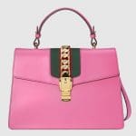 Gucci Pink Smooth Leather Sylvie Top Handle Bag