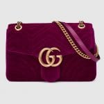 Gucci Rubin Velvet Chevron GG Marmont Medium Flap Bag