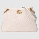 Gucci White Matelasse GG Marmont Medium Shoulder Bag