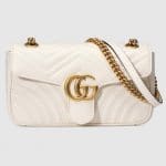 Gucci White Matelasse GG Marmont Small Flap Bag