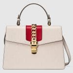 Gucci White Sylvie Gucci Signature Top Handle Bag