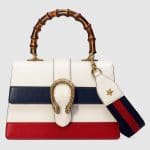 Gucci White/Blue/Red Striped Medium Dionysus Top Handle Bag