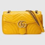 Gucci Yellow Matelasse GG Marmont Small Flap Bag