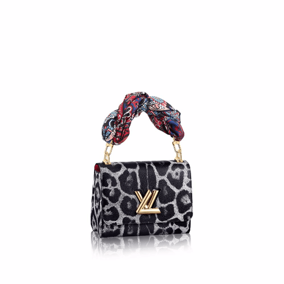 LOUIS VUITTON Calfskin Wild Animal Print Scarf Handle Twist Shoulder Bag MM  | FASHIONPHILE