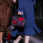 Mulberry Blue/Red Striped Top Handle Bag - Spring 2017