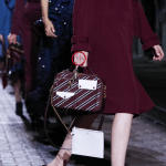 Mulberry Burgundy/White Striped Top Handle Bag - Spring 2017