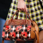 Prada Brown Floral Printed and Crocodile Top Handle Bag - Spring 2017