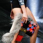 Prada Red/Black/Blue Printed with Fur Clutch Bag - Spring 2017