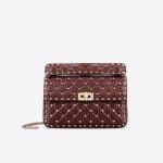 Valentino Maroon Rockstud Spike Medium Bag