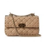 Valentino Rose Beige Rockstud Spike Small Bag