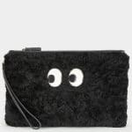 Anya Hindmarch Black Shearling Pac-Man Ghost Pouch Bag