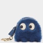 Anya Hindmarch Blueberry Shearling Ghost Coin Purse