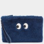 Anya Hindmarch Blueberry Shearling Pac-Man Ghost Pouch Bag