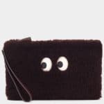 Anya Hindmarch Burgundy Shearling Pac-Man Ghost Pouch Bag