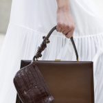 Celine Brown Top Handle Bag with Mini Crocodile Pouch - Spring 2017