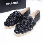 Chanel Black Camellia Espadrilles