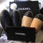 Chanel Black and Beige Leather Espadrilles