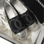Chanel Black/Silver Tweed/Leather Espadrilles